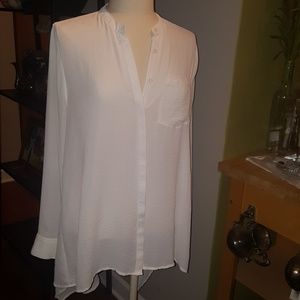 Ivory long tunic button up blouse